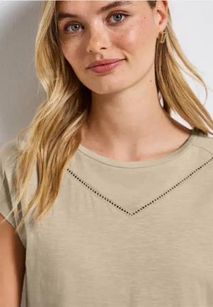 Street One Frauen Shirt mit Dekotape in Beige, Gr: 42