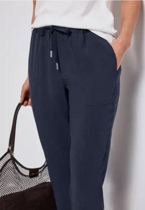 Street One Frauen Loose Fit Hose mit Struktur in Blau, Gr: 32