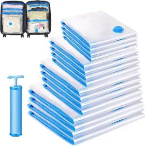 HEYHIPPO Kofferorganizer Vakuum-Kompressionsbeutel, Aufbewahrungsbeutel für Kleidung, 20 Stück (Geeignet zum Verpacken von Kleidung und zum Ordnen des Kleiderschranks, Transparenter Gepäck-Organizer in vier Größen), Komprimiertes Volumen, wiederverwendbar