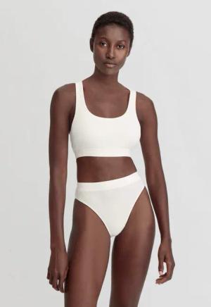 hessnatur Damen Bustier Racerback SOFT RIB aus Bio-Baumwolle - weiß - Größe 46