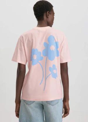 hessnatur Damen Print T-Shirt Oversize aus Bio-Baumwolle - rosa - Größe 38