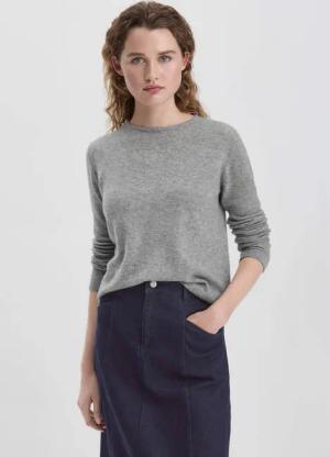hessnatur Damen Recycling Strick Pullover Regular aus Kaschmir - grau - Größe 40