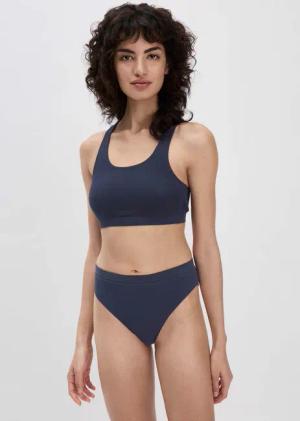 hessnatur Damen Bustier Racerback SOFT RIB aus Bio-Baumwolle - blau - Größe 44