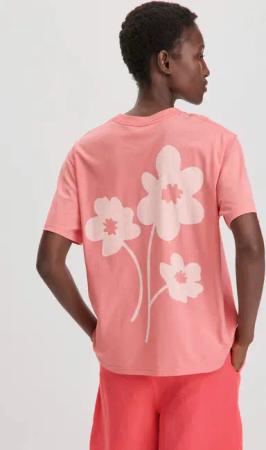 hessnatur Damen Print T-Shirt Oversize aus Bio-Baumwolle - rosa - Größe 44
