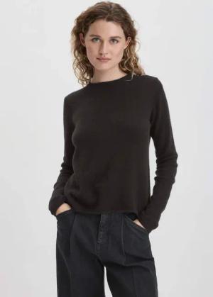 hessnatur Damen Recycling Strick Pullover Regular aus Kaschmir - schwarz - Größe 38