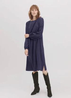 hessnatur Damen Kleid Regular aus TENCEL™ Lyocell - blau - Größe 34