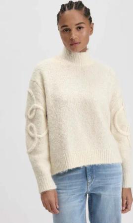 hessnatur Damen Strick Pullover Oversize aus Alpaka mit Bio-Baumwolle - weiß - Größe XS