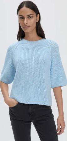 hessnatur Damen Strick Pullover Relaxed aus Bio-Baumwolle - blau - Größe L