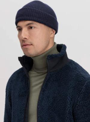 hessnatur Strickbeanie aus Bio-Baumwolle - blau - Größe One Size