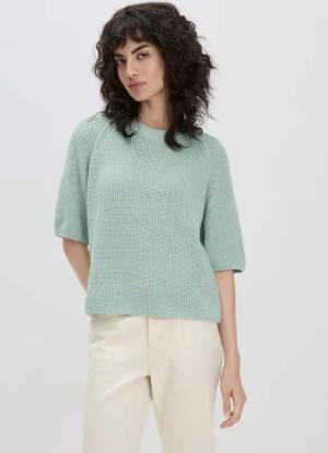 hessnatur Damen Strick Pullover Relaxed aus Bio-Baumwolle - grün - Größe M
