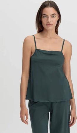 hessnatur Damen Spaghetti Top Fitted PURE COTTON aus Bio-Baumwolle - grün - Größe 44