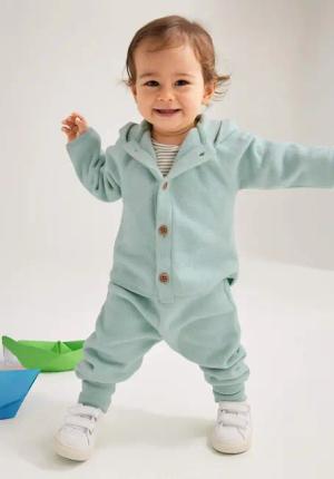 hessnatur Baby Softfleece Hose aus Bio-Baumwolle - grün - Größe 98/104