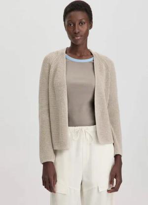 hessnatur Damen Strick Jacke Regular aus Bio-Baumwolle - beige - Größe M