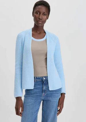 hessnatur Damen Strick Jacke Regular aus Bio-Baumwolle - blau - Größe M