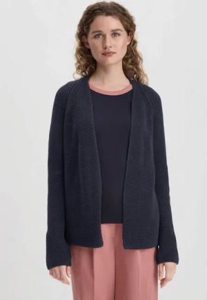 hessnatur Damen Strick Jacke Regular aus Bio-Baumwolle - blau - Größe M
