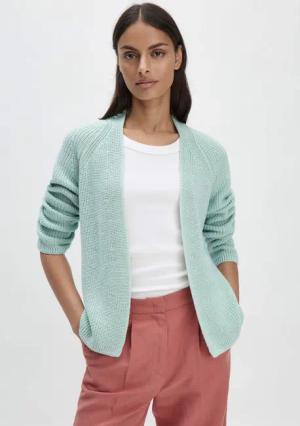 hessnatur Damen Strick Jacke Regular aus Bio-Baumwolle - grün - Größe S