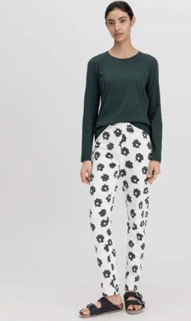 hessnatur Damen Schlafhose Regular PURE COTTON aus Bio-Baumwolle - weiß - Größe 34