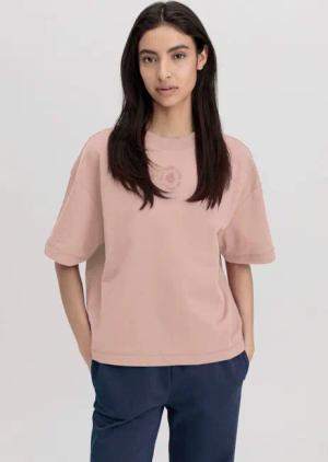 hessnatur Damen T-Shirt Cropped Oversize aus Bio-Baumwolle mit Kapok - rosa - Größe 40