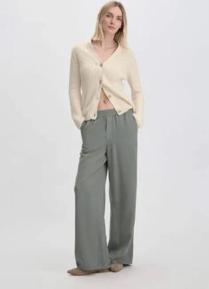 hessnatur Damen Hose Wide Leg Relaxed aus TENCEL™ Lyocell - grün - Größe 42