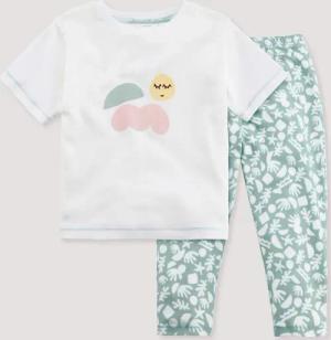 hessnatur Kinder Pyjama Regular aus Bio-Baumwolle - grün - Größe 98/104