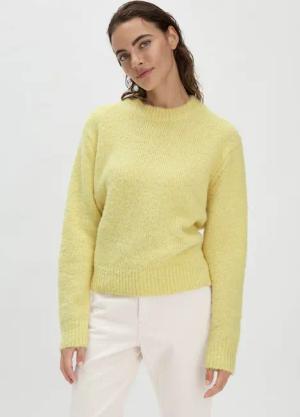 hessnatur Damen Pullover Relaxed aus Alpaka mit Bio-Baumwolle - gelb - Größe M