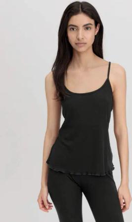 hessnatur Damen Spaghetti Top Fitted WARM TOUCH aus Bio-Merinowolle und TENCEL™ Lyocell - schwarz - Größe 34