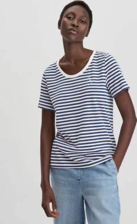 hessnatur Damen Streifen T-Shirt Relaxed aus Bio-Baumwolle - blau - Größe 38