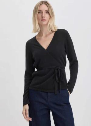 hessnatur Damen Strick Jacke Regular BETTER RECYCLING aus Kaschmir - schwarz - Größe 40