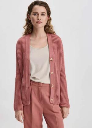 hessnatur Damen Strick Jacke Regular aus Bio-Baumwolle - braun - Größe L