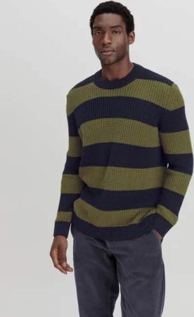 hessnatur Herren Pullover Regular aus Bio-Baumwolle und Bio-Merinowolle - blau - Größe 56