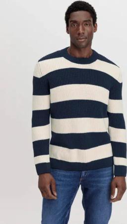 hessnatur Herren Pullover Regular aus Bio-Baumwolle und Bio-Merinowolle - blau - Größe 48