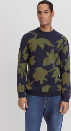 hessnatur Herren Pullover Jacquard Regular aus Bio-Baumwolle mit Bio-Merinowolle - grün - Größe 48
