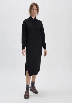 hessnatur Damen WUNDERKIND × HESSNATUR Strickkleid Midi Oversize aus Bio-Merinowolle mit Kaschmir - schwarz - Größe S