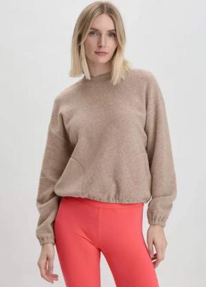 hessnatur Loungewear Fleece Sweatshirt Relaxed ACTIVE LIGHT aus Bio-Baumwolle - beige - Größe L