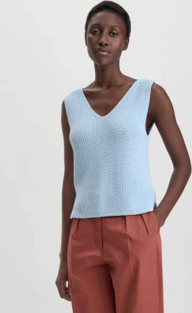 hessnatur Damen Strick Top Regular aus Bio-Baumwolle - blau - Größe M