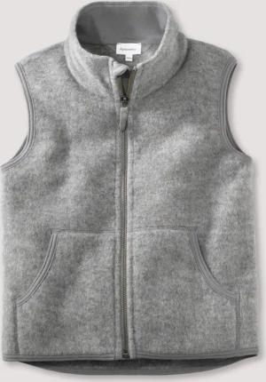 hessnatur Kinder Wollfleece Weste Regular aus Bio-Merinowolle - grau - Größe 146/152