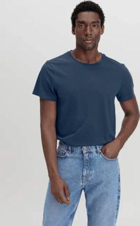 hessnatur Herren T-Shirt Regular aus Bio-Baumwolle - blau - Größe 56