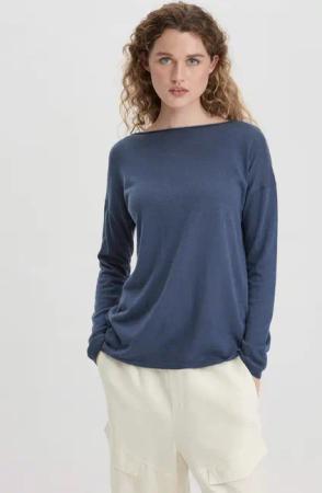 hessnatur Damen Strick Pullover Oversized aus modernem TENCEL Lyocell mit Bio-Baumwolle - blau - Größe XS