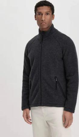 hessnatur Herren Wollfleece Jacke Relaxed aus Bio-Merinowolle - grau - Größe 50