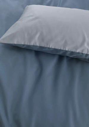 hessnatur Satin Wende Bettwäsche Set aus Bio-Baumwolle - blau - Größe 240x220 / 2x80x80 cm