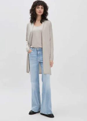 hessnatur Damen Strick Jacke Oversized aus TENCEL™ Lyocell mit Bio-Baumwolle - beige - Größe S