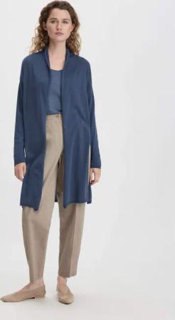hessnatur Damen Strick Jacke Oversized aus TENCEL™ Lyocell mit Bio-Baumwolle - blau - Größe XS