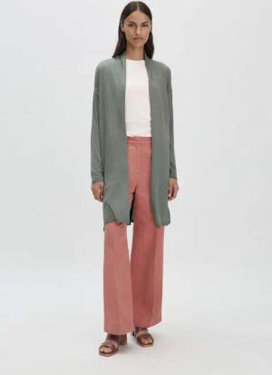 hessnatur Damen Strick Jacke Oversized aus TENCEL™ Lyocell mit Bio-Baumwolle - grün - Größe XS