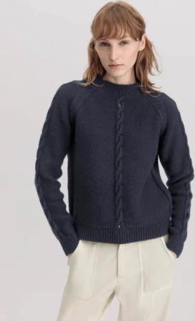 hessnatur Damen Pullover Relaxed aus Merinowolle - blau - Größe S