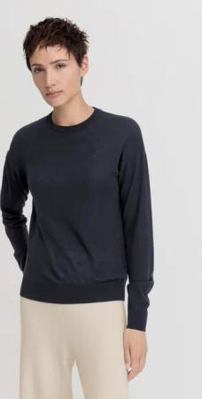 hessnatur Damen Pullover Regular aus Bio-Merinowolle - blau - Größe 36