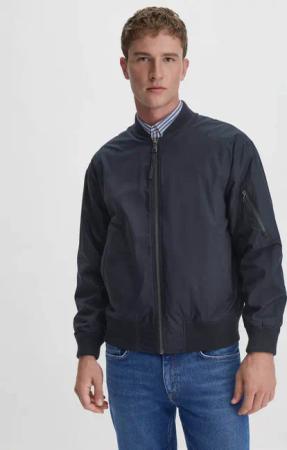 hessnatur Herren Blouson-Jacke Relaxed NATURE SHELL aus Bio-Baumwolle - blau - Größe 48