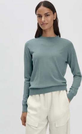 hessnatur Damen Pullover Regular aus Bio-Merinowolle - grün - Größe 46