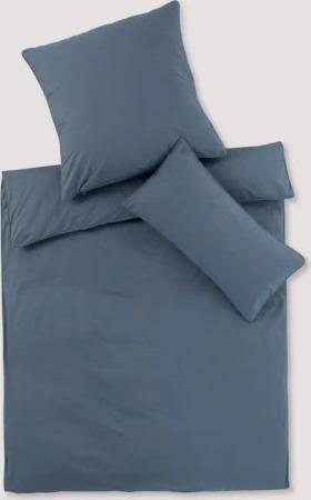 hessnatur Perkal Bettwäsche-Set aus Bio-Baumwolle - blau - Größe 200x200 / 2x40x80 cm