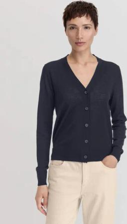 hessnatur Damen Strickjacke Regular aus Bio-Merinowolle - blau - Größe 40
