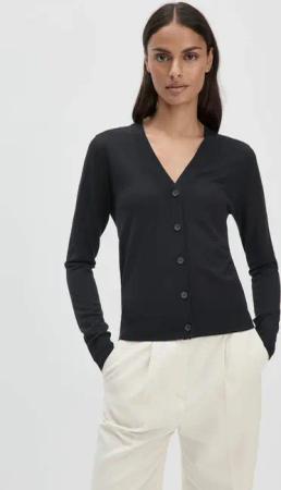 hessnatur Damen Strickjacke Regular aus Bio-Merinowolle - schwarz - Größe 46